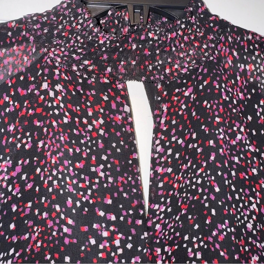 Parker Sabrina Confetti-Print Silk Blouse Sz Small CottageCore Peasant ASO TV